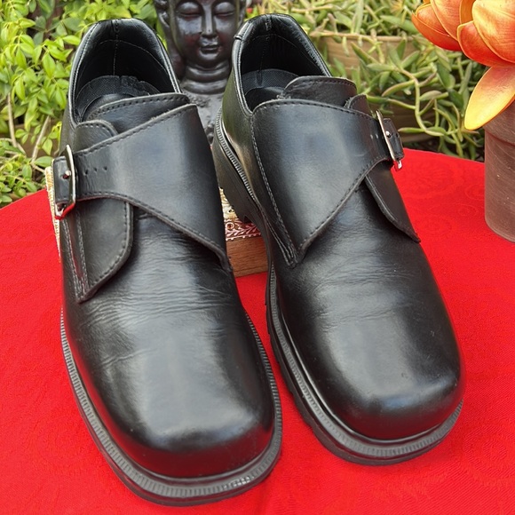 🏴 Dr. Martens MIE Mono Black Monk Strap Vintage Loafers UK 7 - Picture 5 of 17